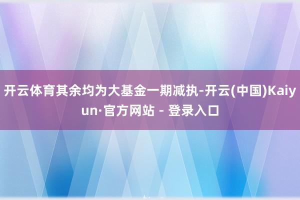 开云体育其余均为大基金一期减执-开云(中国)Kaiyun·官方网站 - 登录入口