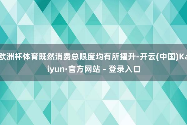 欧洲杯体育既然消费总限度均有所擢升-开云(中国)Kaiyun·官方网站 - 登录入口